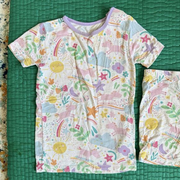MAGNETIC ME Modal Magnetic Toddler Pajama Set Unicorns Rainbow Sunshine Girls 2T - Picture 3 of 13
